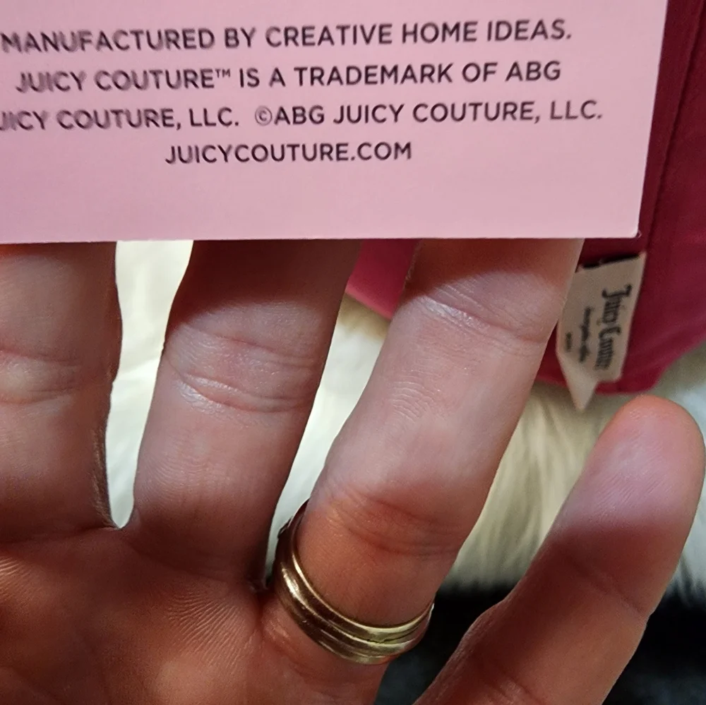 Juicy Couture Hot Pink Red Velour Christmas Present Decorative Pillow
